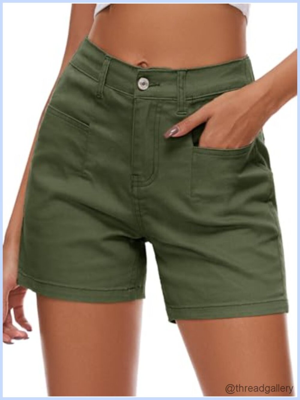 Women's Stretchy High Waisted Cargo Denim Shorts Chino Jorts 4.5" Inseam